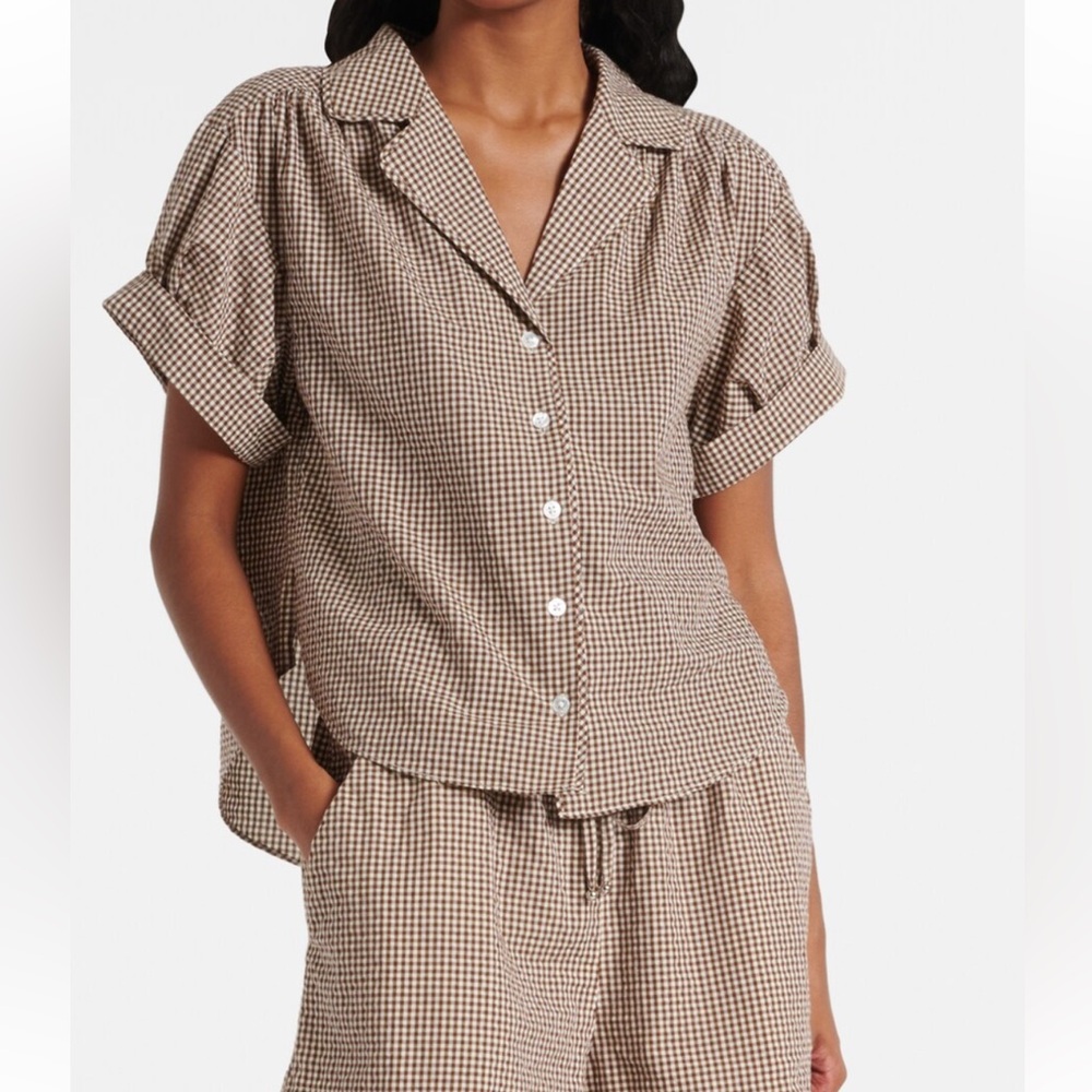 VERONICA BEARD Ilene gingham cotton-blend shirt